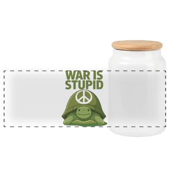 La guerre est stupide Tortue, signe de paix anti-guerre - Boîte à biscuits avec couvercle en bois - blanc - Devant