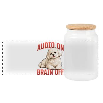 Race de chien Bichon Frisé - Boîte à biscuits avec couvercle en bois - blanc - Devant