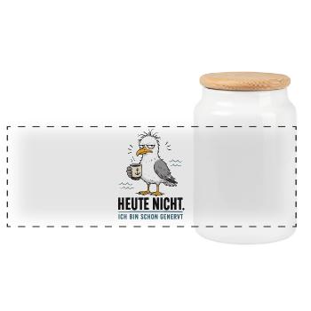 Heute Nicht Möwe Kaffee Shirt - Panorama Keksdose mit Holzdeckel - Weiß - Vorne