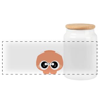 Bébé Chat aux Grands Yeux - Boîte à biscuits avec couvercle en bois - blanc - Devant