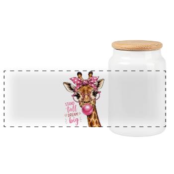 Stand Tall Dream Big Giraffe Shirt - Panorama Keksdose mit Holzdeckel - Weiß - Vorne