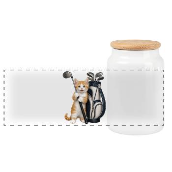 Bébé golfeur - Boîte à biscuits avec couvercle en bois - blanc - Devant