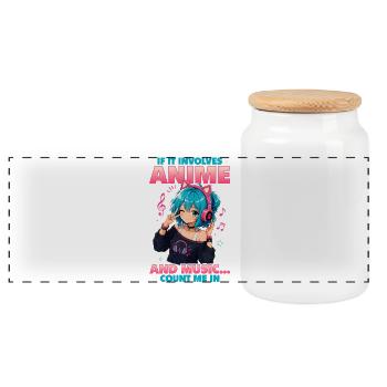 Anime et musique Chibi - Boîte à biscuits avec couvercle en bois - blanc - Devant