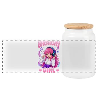 Anime et musique Chibi - Boîte à biscuits avec couvercle en bois - blanc - Devant