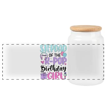 Beau-père de la fille d’anniversaire K-Pop - Boîte à biscuits avec couvercle en bois - blanc - Devant