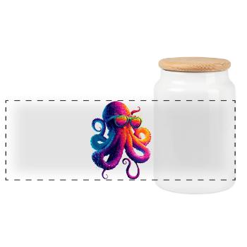 Oktopus Kraken Tintenfisch Meer Süßer Oktopus - Panorama Keksdose mit Holzdeckel - Weiß - Vorne