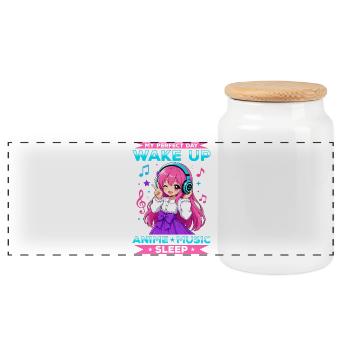 Anime et musique Chibi - Boîte à biscuits avec couvercle en bois - blanc - Devant