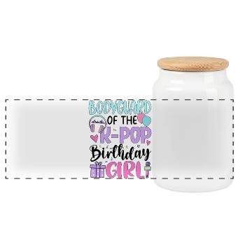 Garde du corps de la fille d’anniversaire de la K-Pop - Boîte à biscuits avec couvercle en bois - blanc - Devant