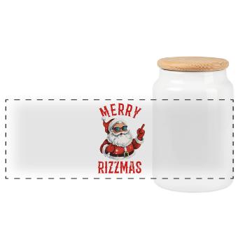 Fröhliche Rizzmas Lustiges Weihnachtsgeschenk - Panorama Keksdose mit Holzdeckel - Weiß - Vorne