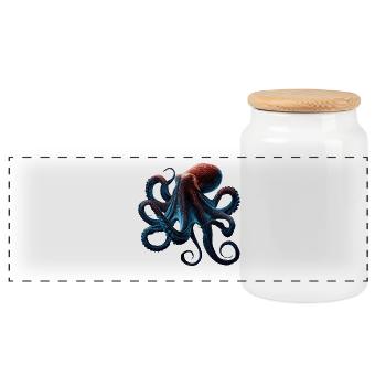 Oktopus Kraken Tintenfisch Meer Süßer Oktopus - Panorama Keksdose mit Holzdeckel - Weiß - Vorne