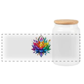 Lotus de Cristal Lumineux - Boîte à biscuits avec couvercle en bois - blanc - Devant
