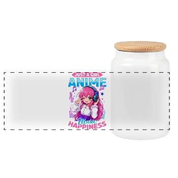 Anime et musique Chibi - Boîte à biscuits avec couvercle en bois - blanc - Devant