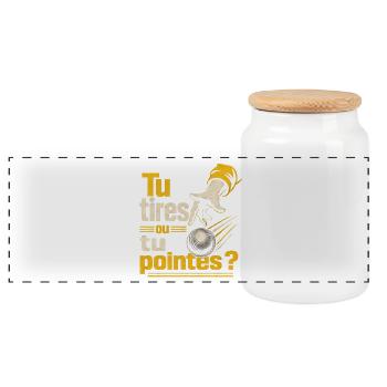 Lustiges Pétanque Boule Design - Panorama Keksdose mit Holzdeckel - Weiß - Vorne
