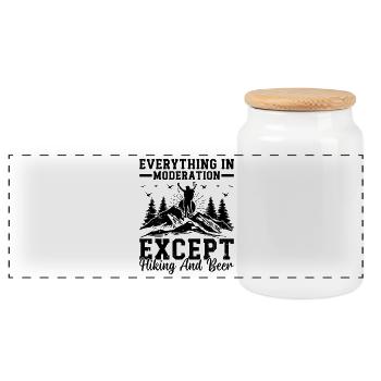 Everything In Moderation Except Hiking and Beer - Panorama Keksdose mit Holzdeckel - Weiß - Vorne