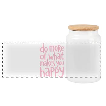 Do more of what makes you happy - Spruch - Panoramic Cookie Jar with Wooden Lid - white - Front