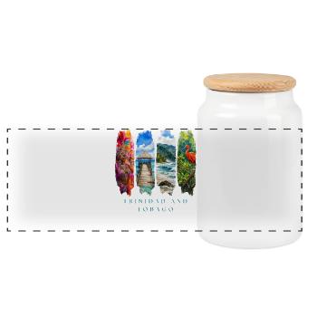 Voyage à Trinité-Tobago – Culture et nature caribéennes - Boîte à biscuits avec couvercle en bois - blanc - Devant