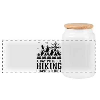A day without Hiking I have no idea - Funny Hiking - Panorama Keksdose mit Holzdeckel - Weiß - Vorne