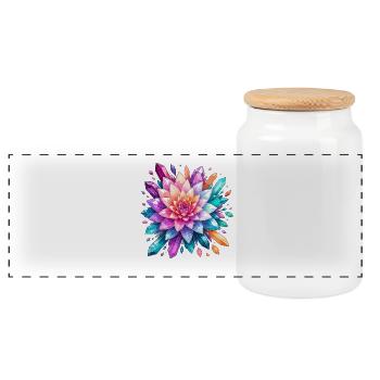 Crystal Rose Color Explosion - Panoramic Cookie Jar with Wooden Lid - white - Front