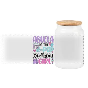 Abuela de la fille d’anniversaire K-Pop - Boîte à biscuits avec couvercle en bois - blanc - Devant