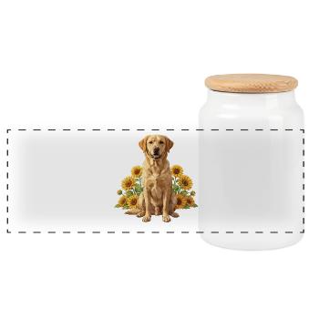 Sonnenhunde Golden Retriever - Panorama Keksdose mit Holzdeckel - Weiß - Vorne