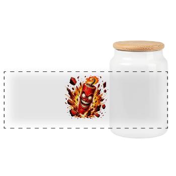 Bombe explosive riante - Boîte à biscuits avec couvercle en bois - blanc - Devant