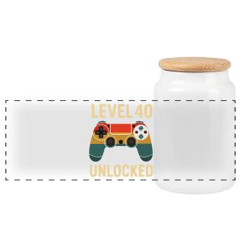 Manette de jeu débloquée niveau 40 - Boîte à biscuits avec couvercle en bois - blanc - Devant