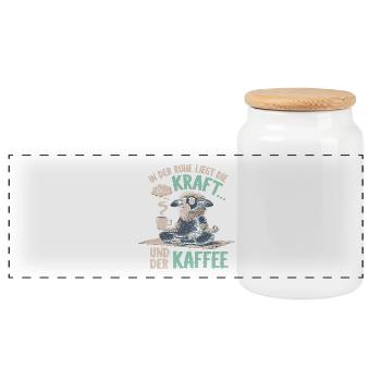 Yoga Schaf Kaffee Morgenmuffel Namaste - Panorama Keksdose mit Holzdeckel - Weiß - Vorne