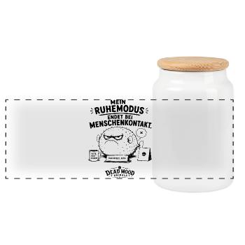 Mein Ruhemodus endet bei Menschenkontakt - Panorama Keksdose mit Holzdeckel - Weiß - Vorne