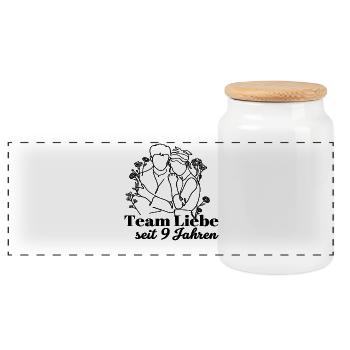 Team Liebe seit 9 Jahren Jahrestag Geschenk Paar - Panorama Keksdose mit Holzdeckel - Weiß - Vorne