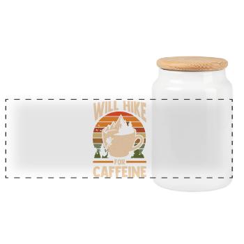 Hiking Mountain Trail Backpacking Outdoors Poaching - Panoramic Cookie Jar with Wooden Lid - white - Front