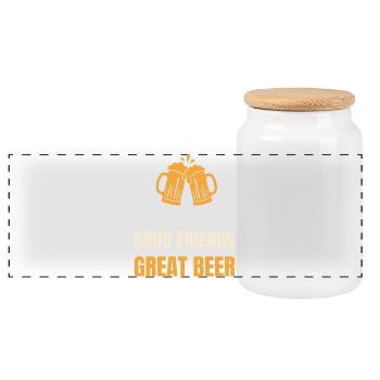 Bons amis : Great Beer Spruch Freunde Bier - Boîte à biscuits avec couvercle en bois - blanc - Devant