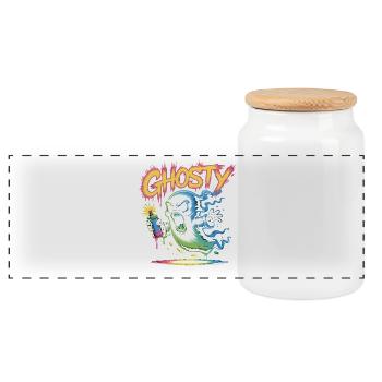 Style d’art de rue fantomatique Ghost Graffiti Pour - Boîte à biscuits avec couvercle en bois - blanc - Devant