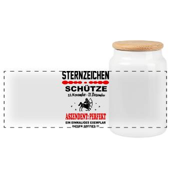 Schütze Sternzeichen Horoskop Aszendent Perfekt - Panorama Keksdose mit Holzdeckel - Weiß - Vorne