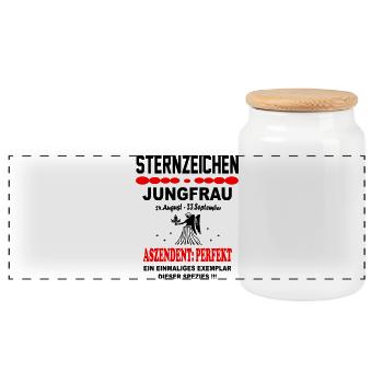 Jungfrau Sternzeichen Horoskop Aszendent Perfekt - Panorama Keksdose mit Holzdeckel - Weiß - Vorne