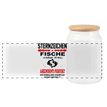 Fische Sternzeichen Horoskop Aszendent Perfekt - Panorama Keksdose mit Holzdeckel - Weiß - Vorne