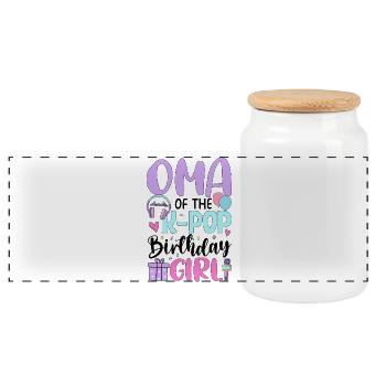 Oma de la fille d’anniversaire K-Pop - Boîte à biscuits avec couvercle en bois - blanc - Devant