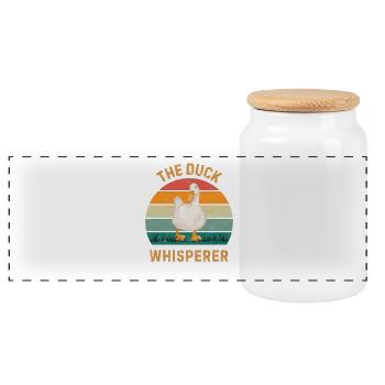 Cadeau Chuchoteur de Canards Drôle drôle d’Amoureux de Canard - Boîte à biscuits avec couvercle en bois - blanc - Devant