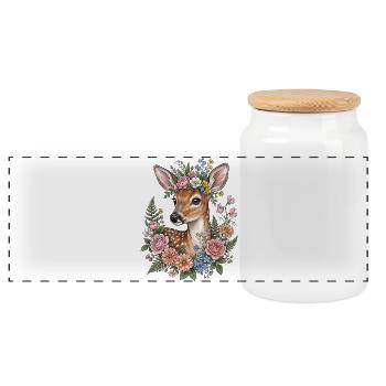 Festival folklorique des costumes traditionnels des fleurs de fauve de cerf cadeau de remplacement - Boîte à biscuits avec couvercle en bois - blanc - Devant