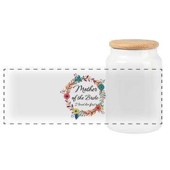 Mother Bride Wreath - Panoramic Cookie Jar with Wooden Lid - white - Front