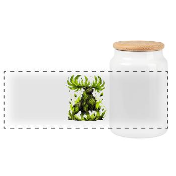 Neon Crystal Deer - Panoramic Cookie Jar with Wooden Lid - white - Front