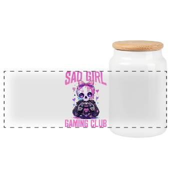 Pastel Goth Soft Goth Gaming Gamer - Panoramic Cookie Jar with Wooden Lid - white - Front