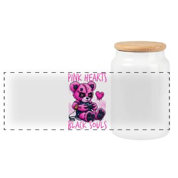 Pastel Goth Soft Goth Gaming Gamer - Panoramic Cookie Jar with Wooden Lid - white - Front