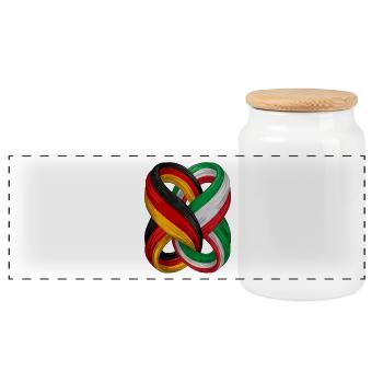Flags of Germany and Italy - Panoramic Cookie Jar with Wooden Lid - white - Front