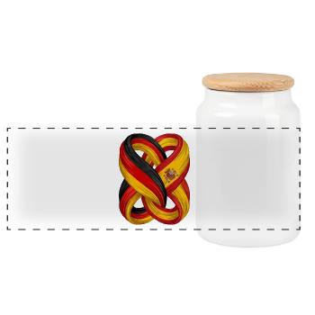 Flags of Spain and Germany - Panoramic Cookie Jar with Wooden Lid - white - Front