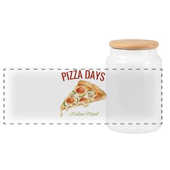 Pizza Days – For real pizza fans - Panoramic Cookie Jar with Wooden Lid - white - Front