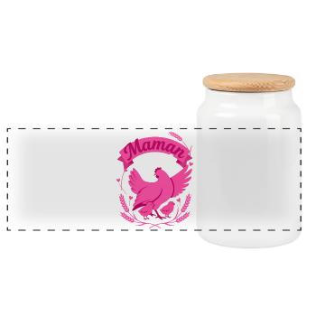 Maman Poule Mignonne Rose Fête des Mères - Boîte à biscuits avec couvercle en bois - blanc - Devant