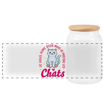 Humour Chat Je Préfère Les Chats Mignon - Boîte à biscuits avec couvercle en bois - blanc - Devant
