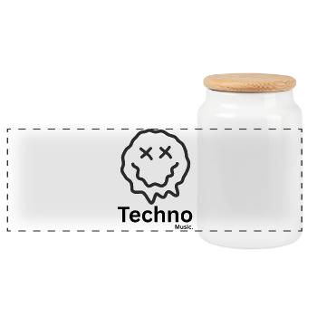 Techno - Panoramic Cookie Jar with Wooden Lid - white - Front