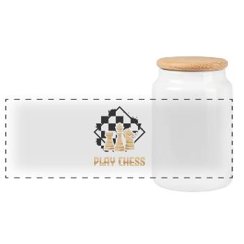 Échiquier des joueurs d’échecs - Boîte à biscuits avec couvercle en bois - blanc - Devant