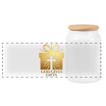 God Gives Gifts - gold - Panoramic Cookie Jar with Wooden Lid - white - Front